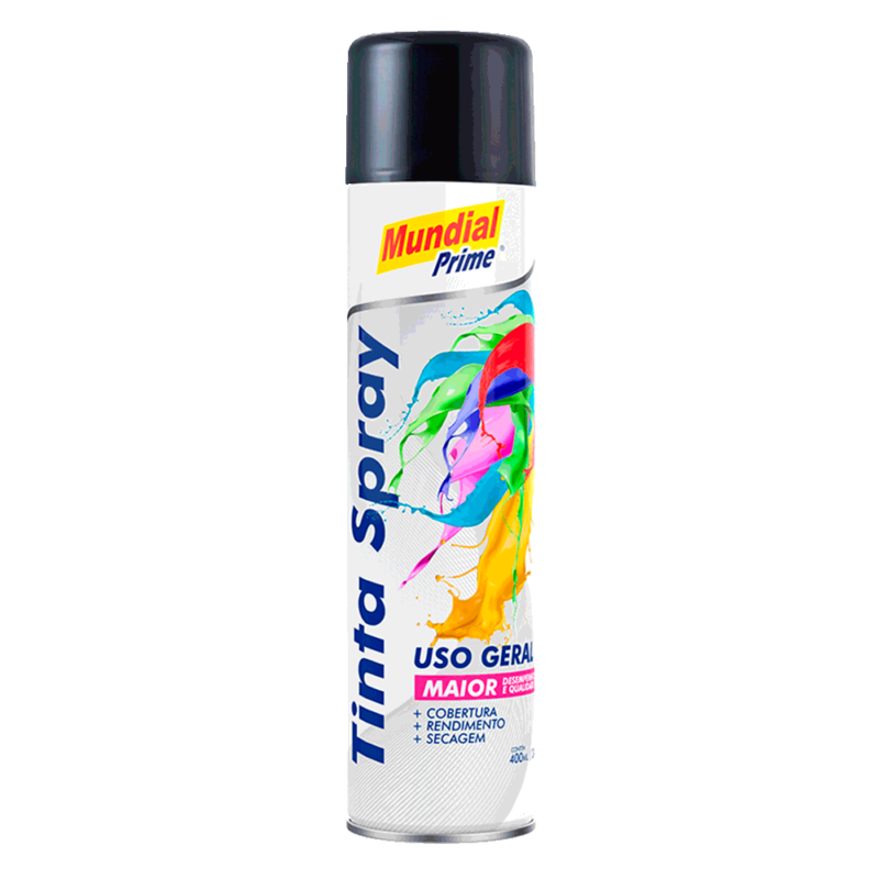 Kit 6 Tinta Spray Preto Brilhante Uso Geral 400ml