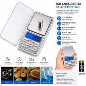 Balança Digital BM-A07 Alta Precisão 500g com Função Tara