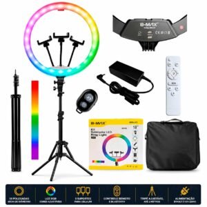 Ring Light 18 Polegadas 45cm Forte Rgb Profissional Tripé 2m