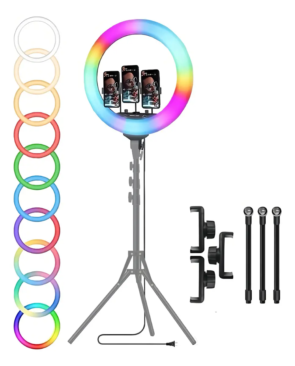 Ring Light 18 Polegadas 45cm Forte Rgb Profissional Tripé 2m - Imagem 4