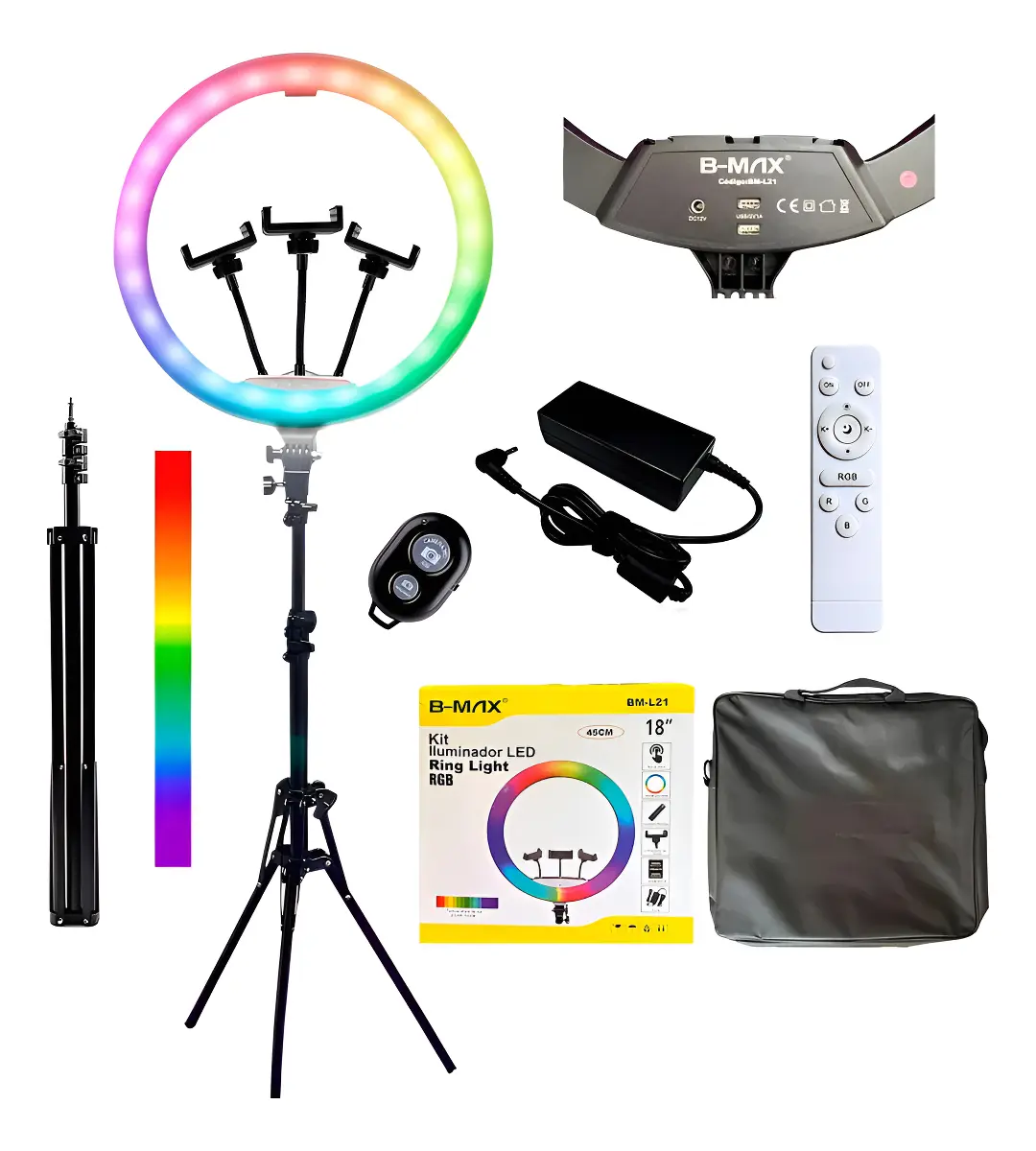 Ring Light 18 Polegadas 46cm Forte Rgb Profissional Tripé 2m