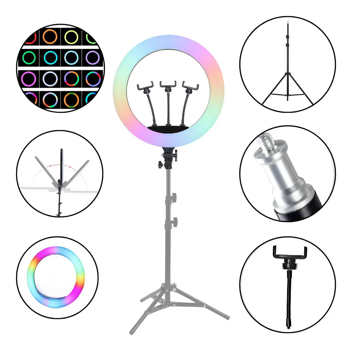 Ring Light 18 Polegadas 45cm Forte Rgb Profissional Tripé 2m - Imagem 3