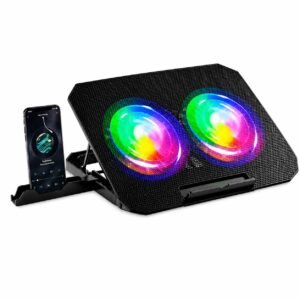 Base Cooler para Notebook Kapbom KA-2042 com 2 Ventoinhas LED RGB e Suporte para Celular