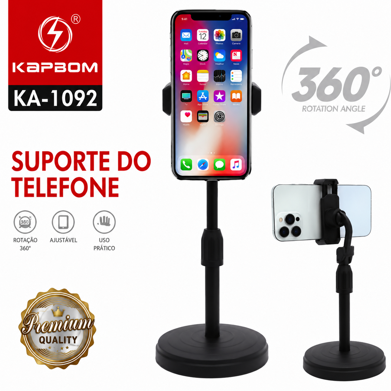Suporte para Celular de Mesa Kapbom KA-1092 360° Ajustável
