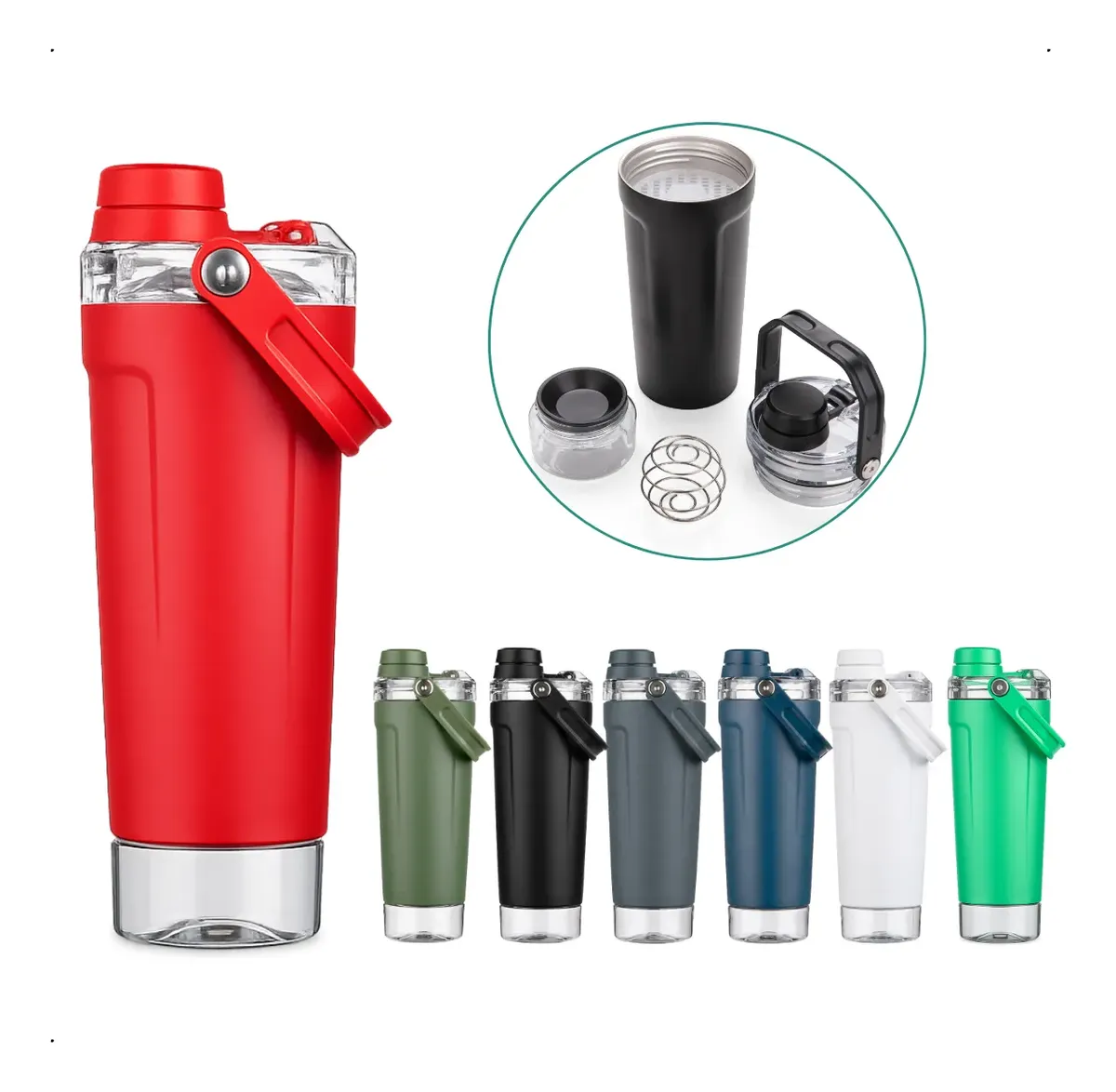 Coqueteleira Térmica Inox 700 Ml Suplemento Copo Hermético BM-P2096 720ml com Alça - Imagem 3