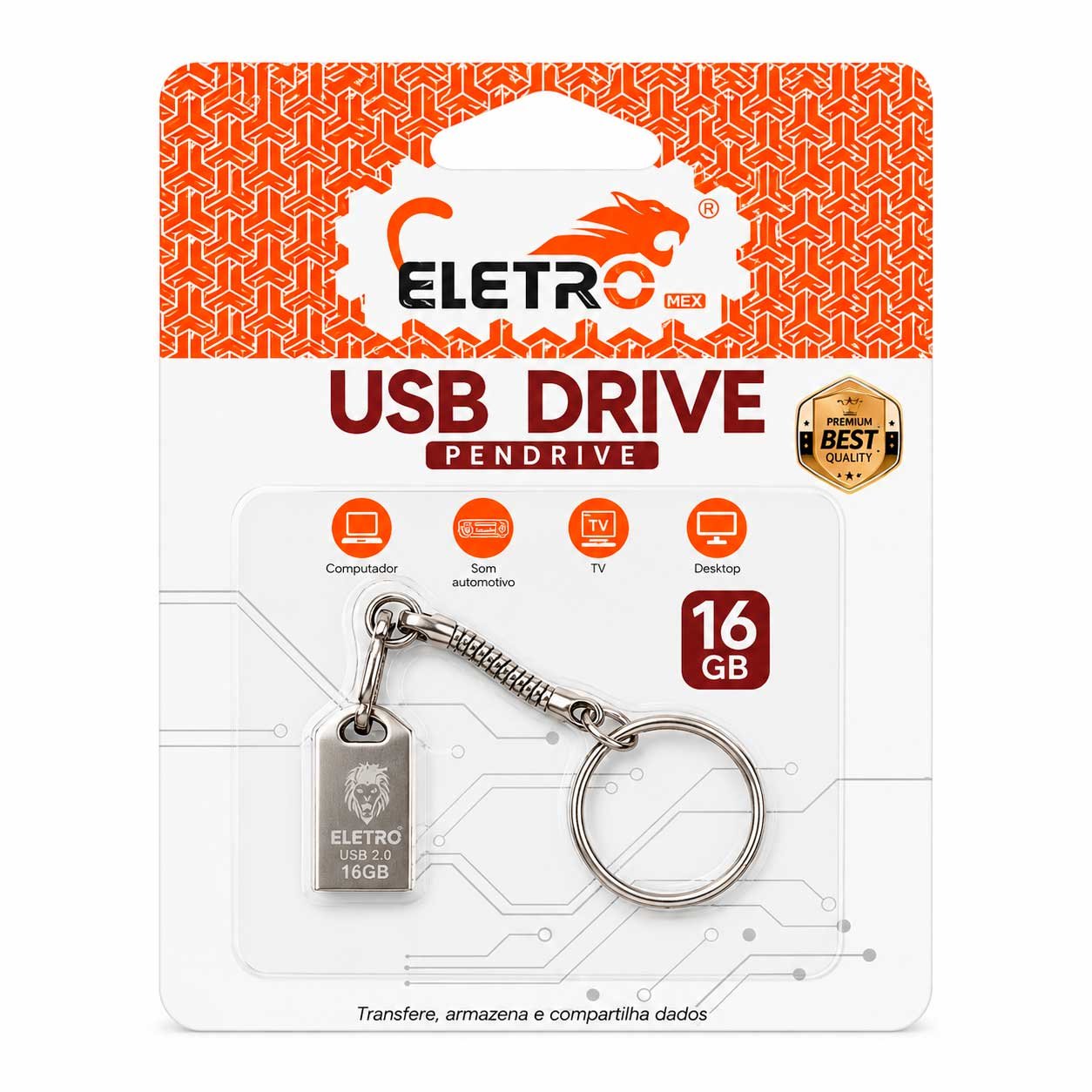 Pen Drive EletroMEX 8GB, 16GB USB Drive EL-AU-8
